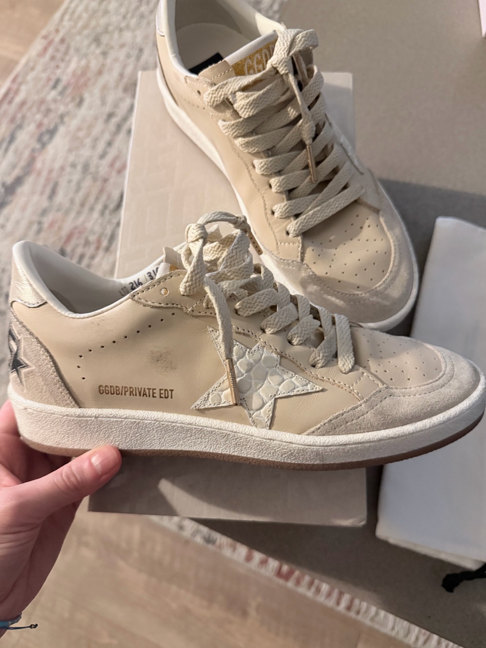 Golden Goose Ball Star Beige Star Leather Sneakers - Women's